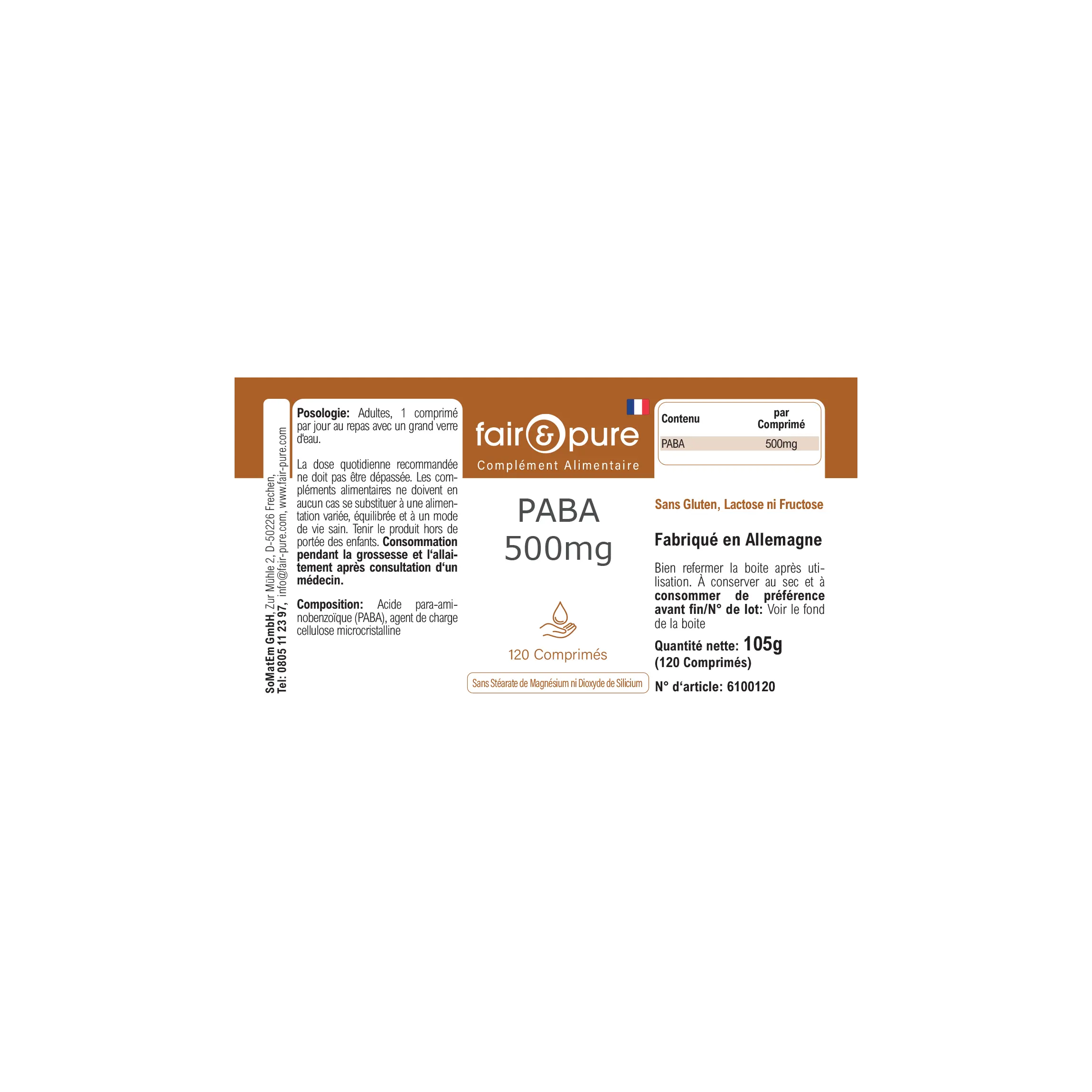 Paba PABA 500 mg - 120 Tabletten - Para-Aminobenzoesäure - Vitamin B10 ...
