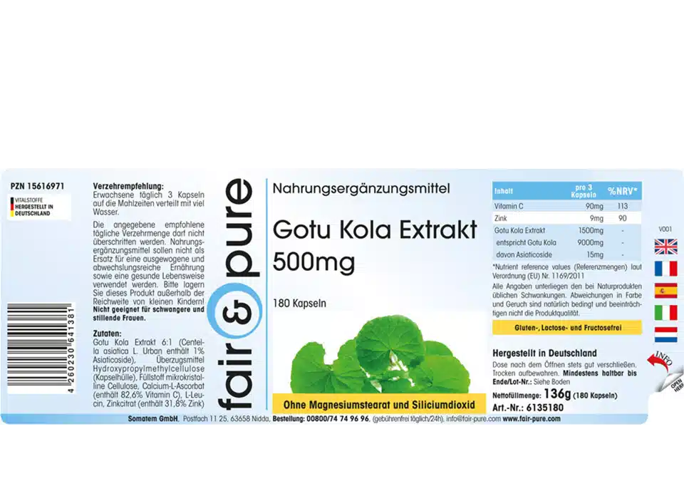 Extracto de Gotu Kola 500mg