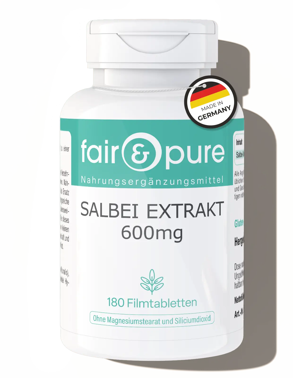 Salbei Extrakt 600mg - 180 Filmtabletten | fair-pure