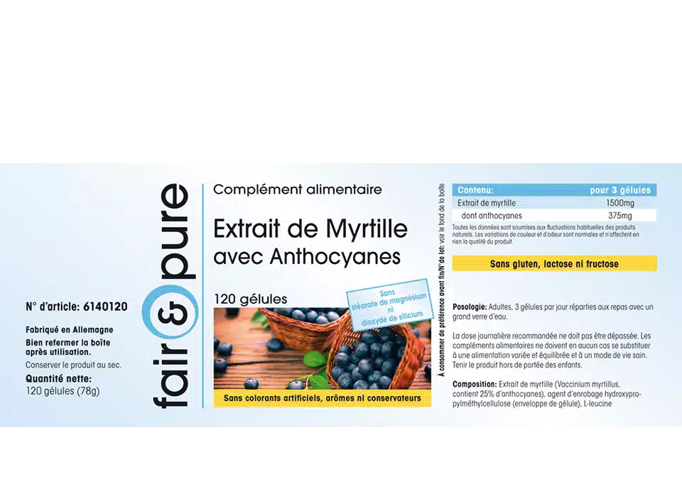 Extrait de myrtille 500mg