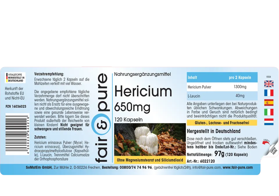 Hericium Erinaceus 650mg