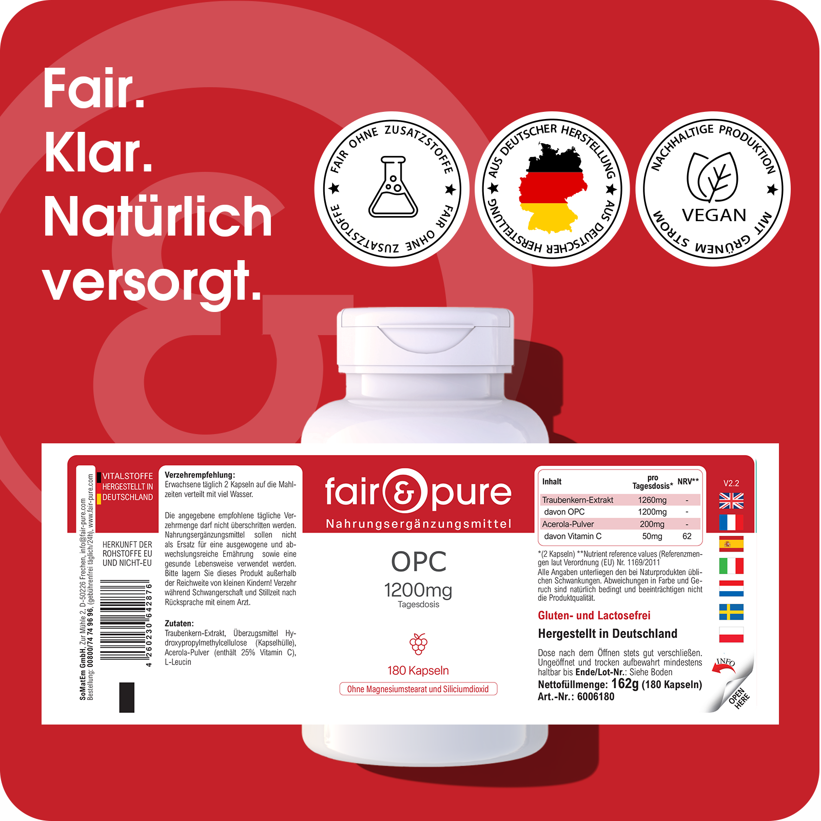 OPC 1200mg - 180 Kapseln | fair-pure