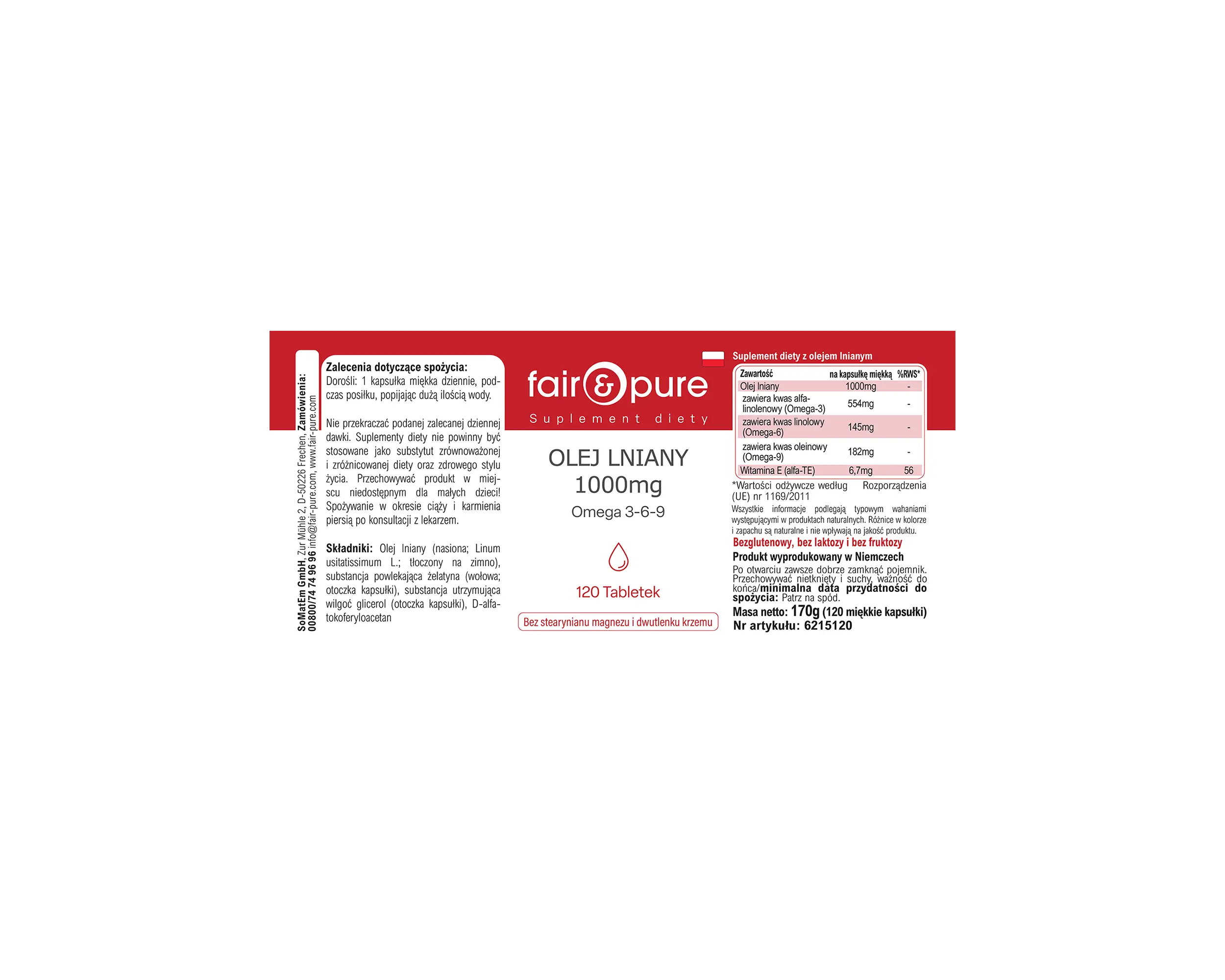 Huile de lin 1000mg Oméga 3-6-9 - 120 capsules molles | fair-pure