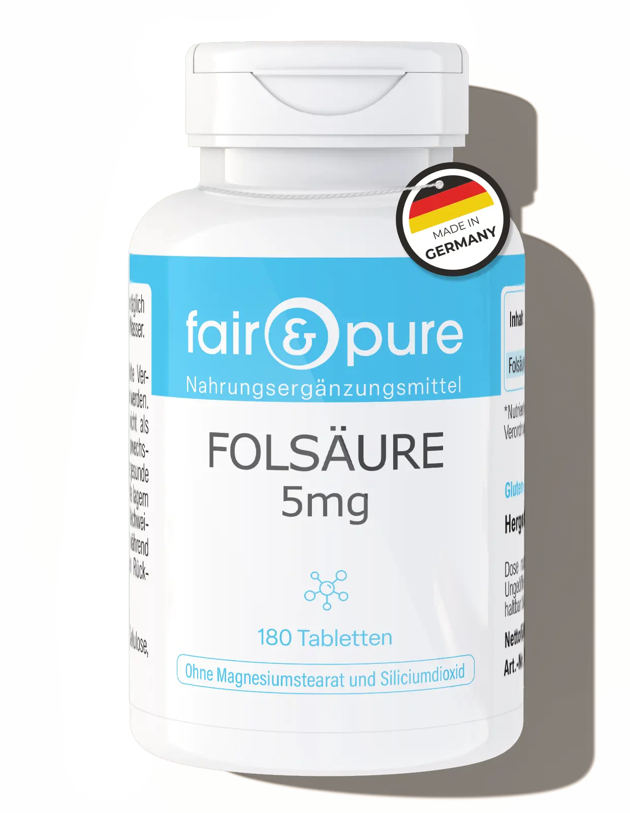 Ácido Fólico 5mg - 180 Comprimidos | fair-pure