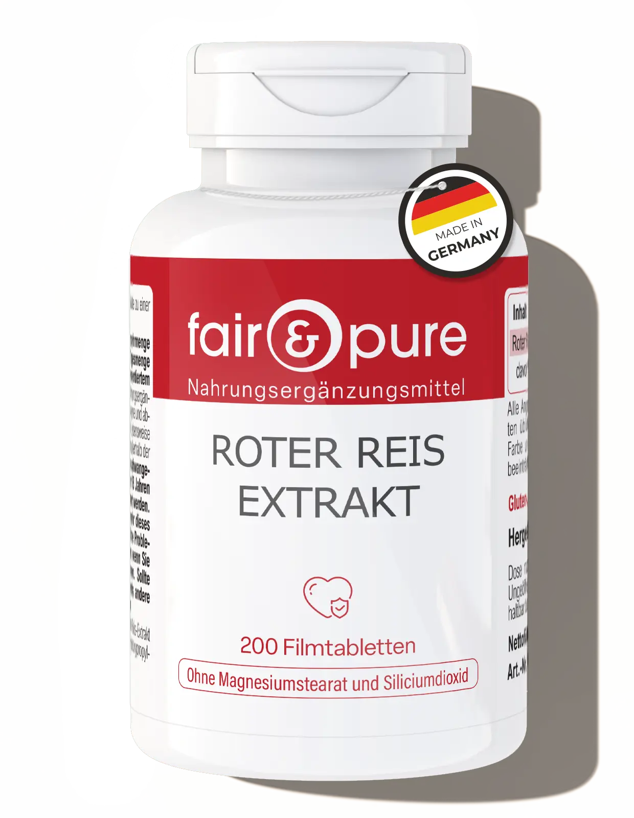 Extrait de riz rouge - 200 comprimés pelliculés - faciles à avaler | fair-pure