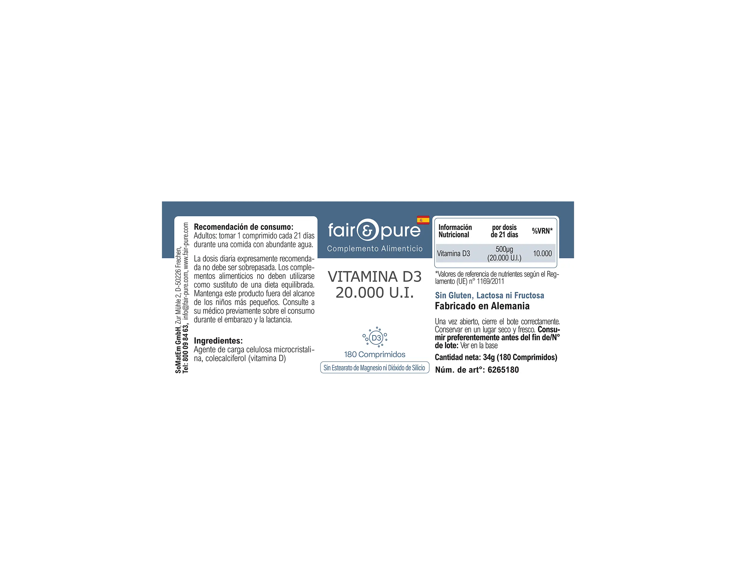 Vitamina D3 20.000 U.I. - 180 Compresse | fair-pure