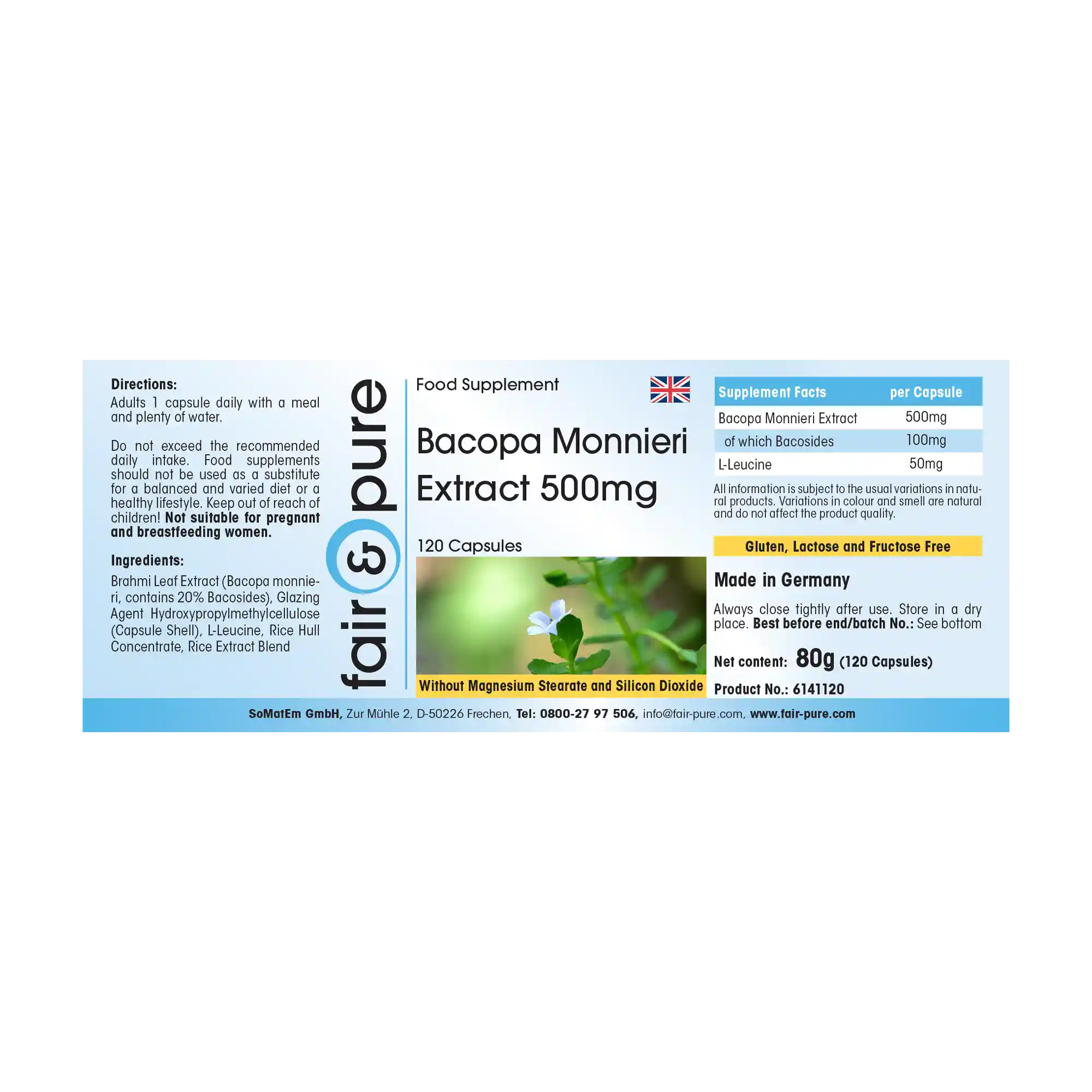 Estratto di Bacopa Monnieri 500mg