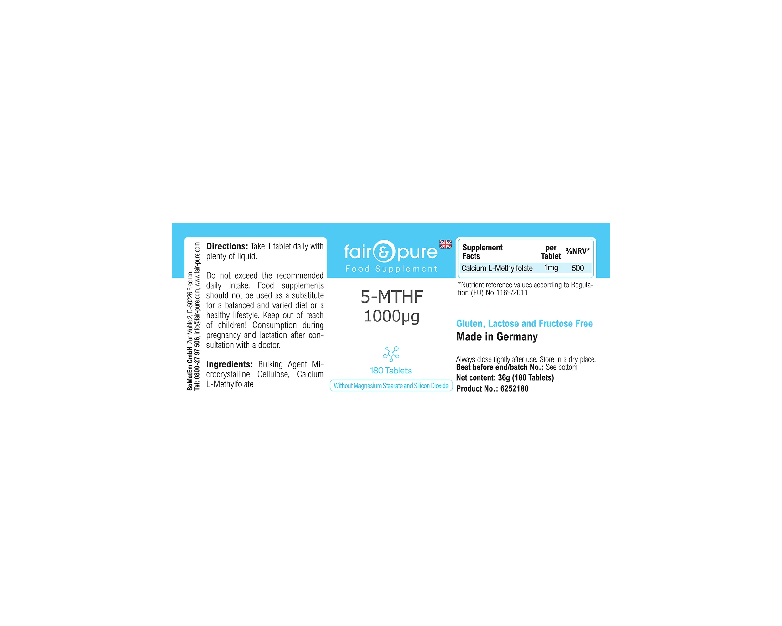 5-MTHF 1000μg - 180 Tabletten | fair-pure
