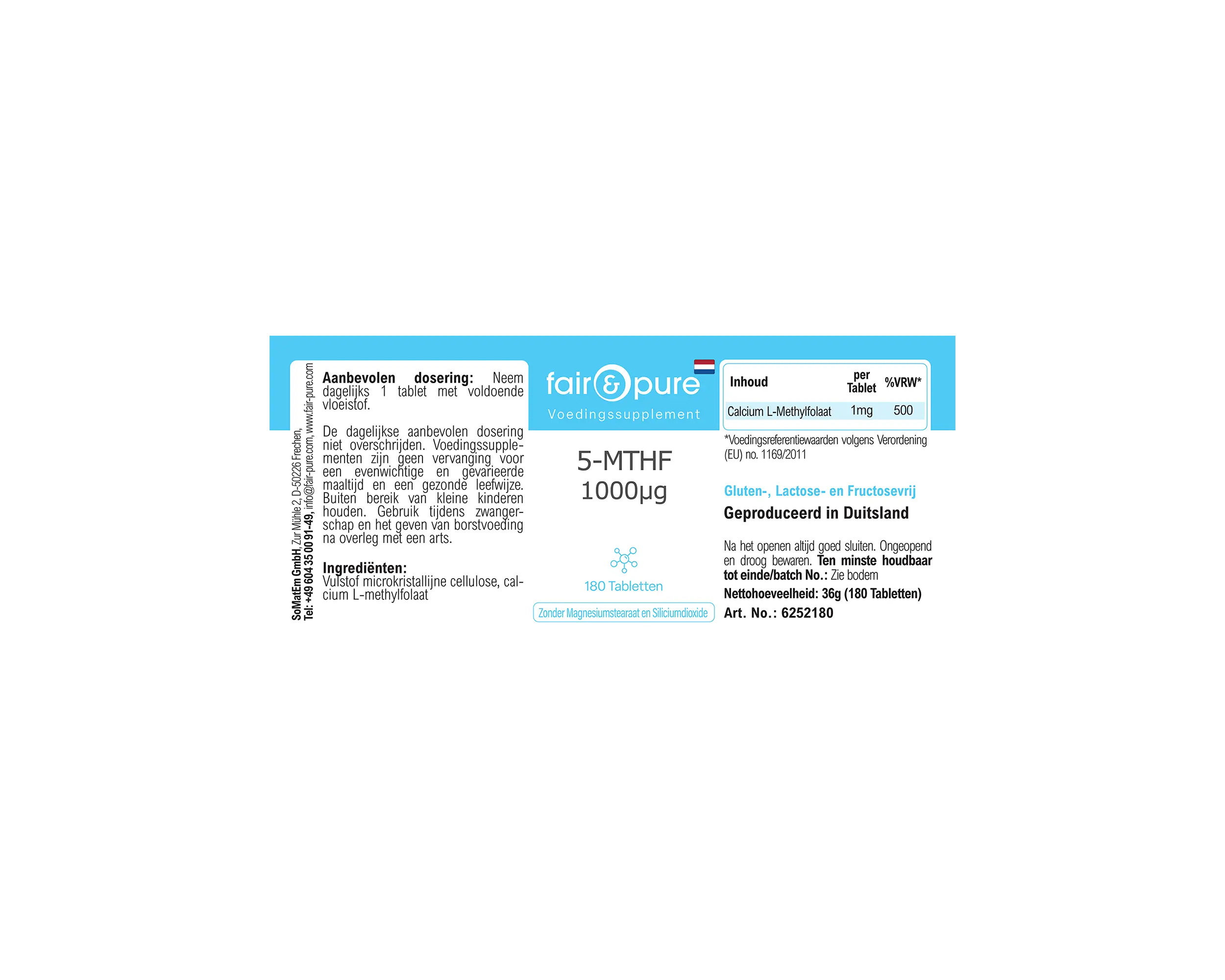 5-MTHF 1000μg - 180 Tabletten | fair-pure