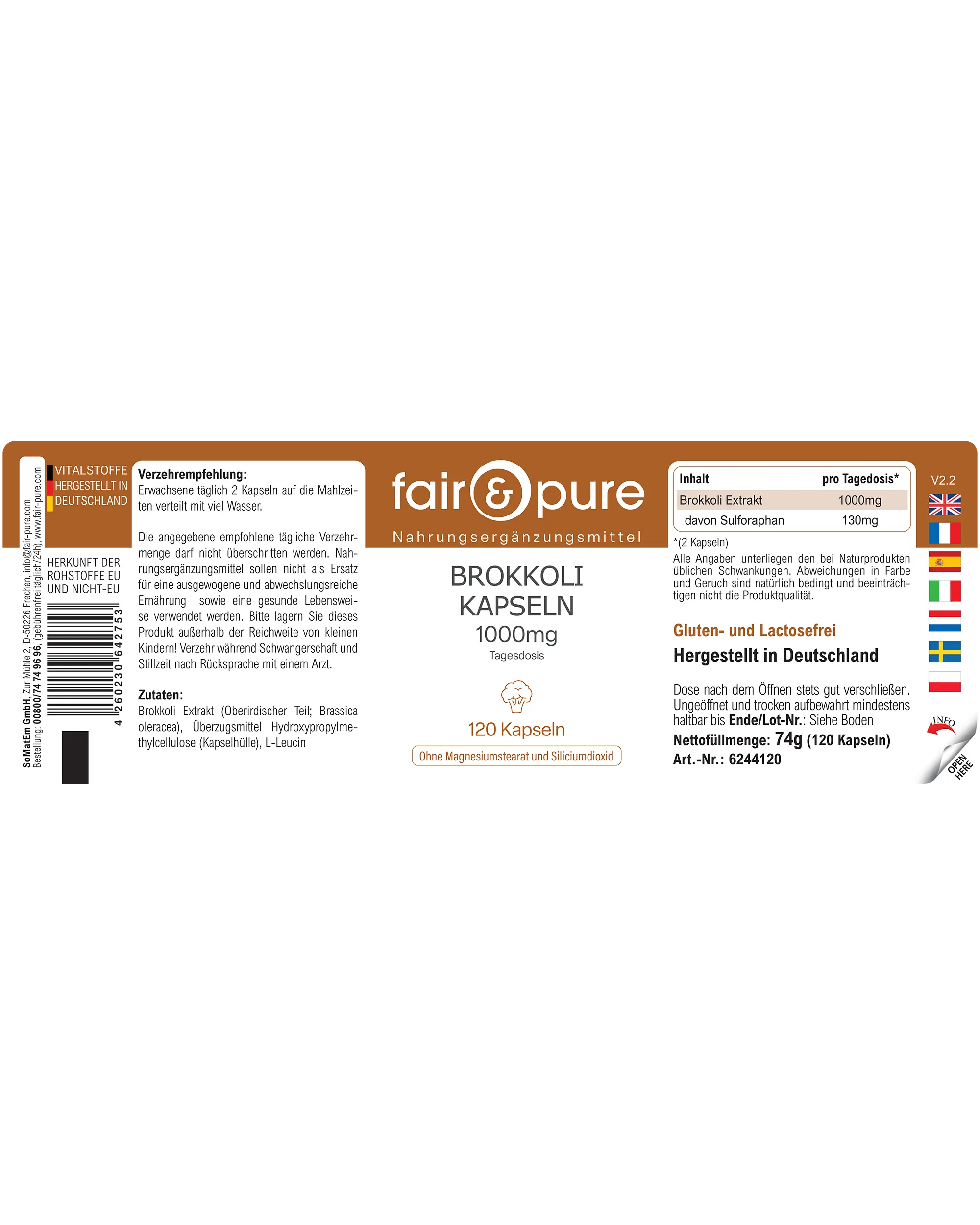 Brokkoli Kapseln 1000mg - 120 Kapseln | fair-pure