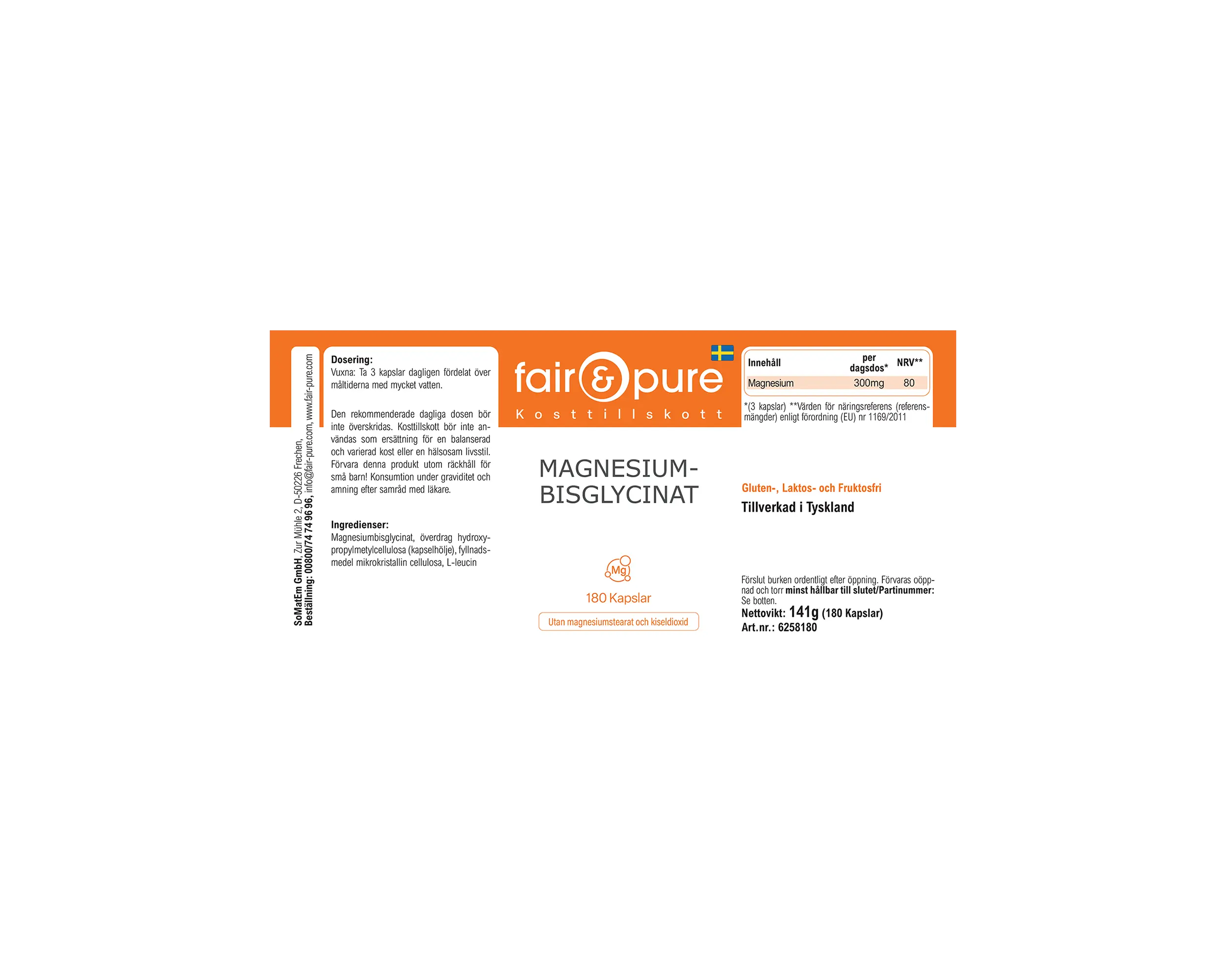 Bisglycinate de magnésium - 180 gélules | fair-pure
