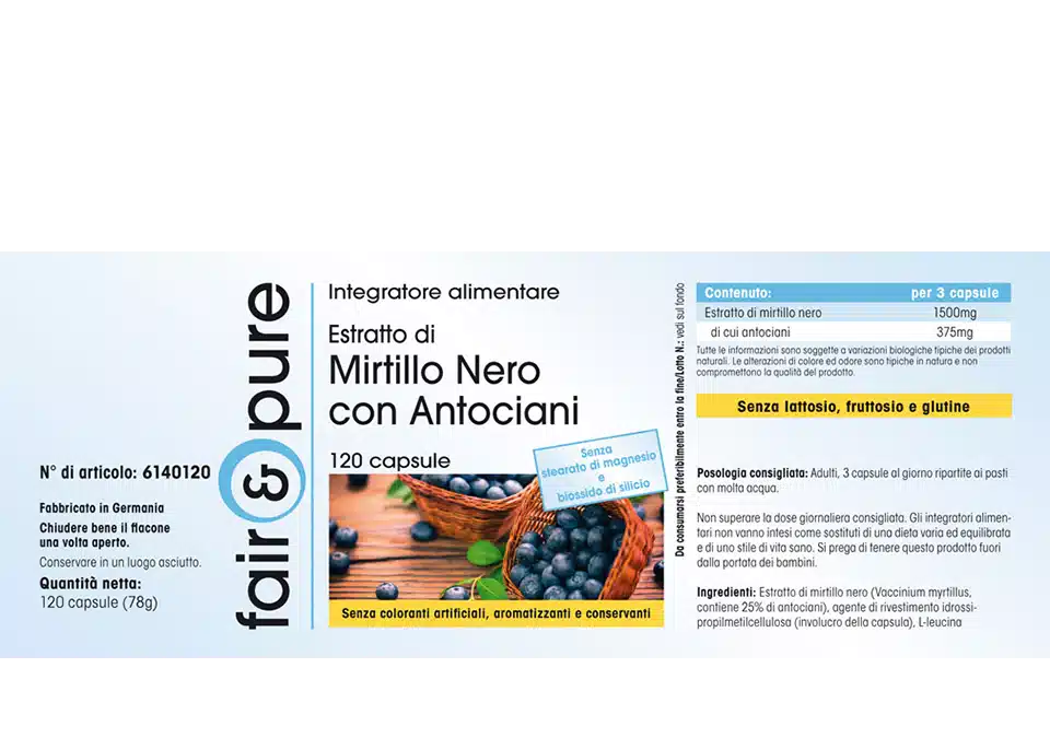 Estratto di Mirtillo nero 500mg