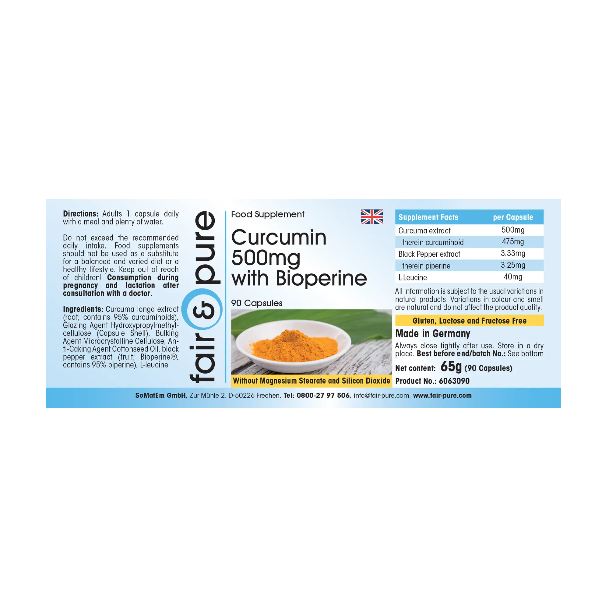 Curcumin 500mg mit Bioperin