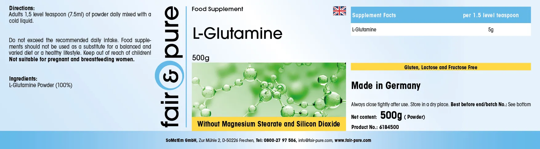 L-Glutamin - 500g Pulver