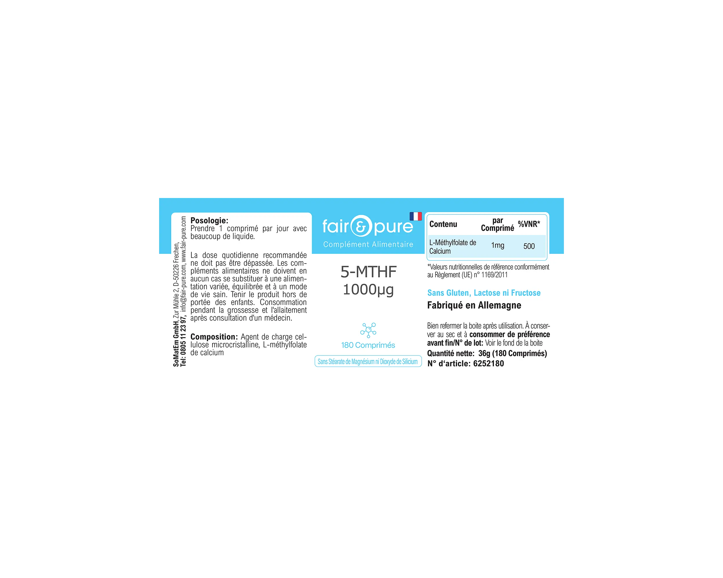 5-MTHF 1000μg - 180 Tabletten | fair-pure