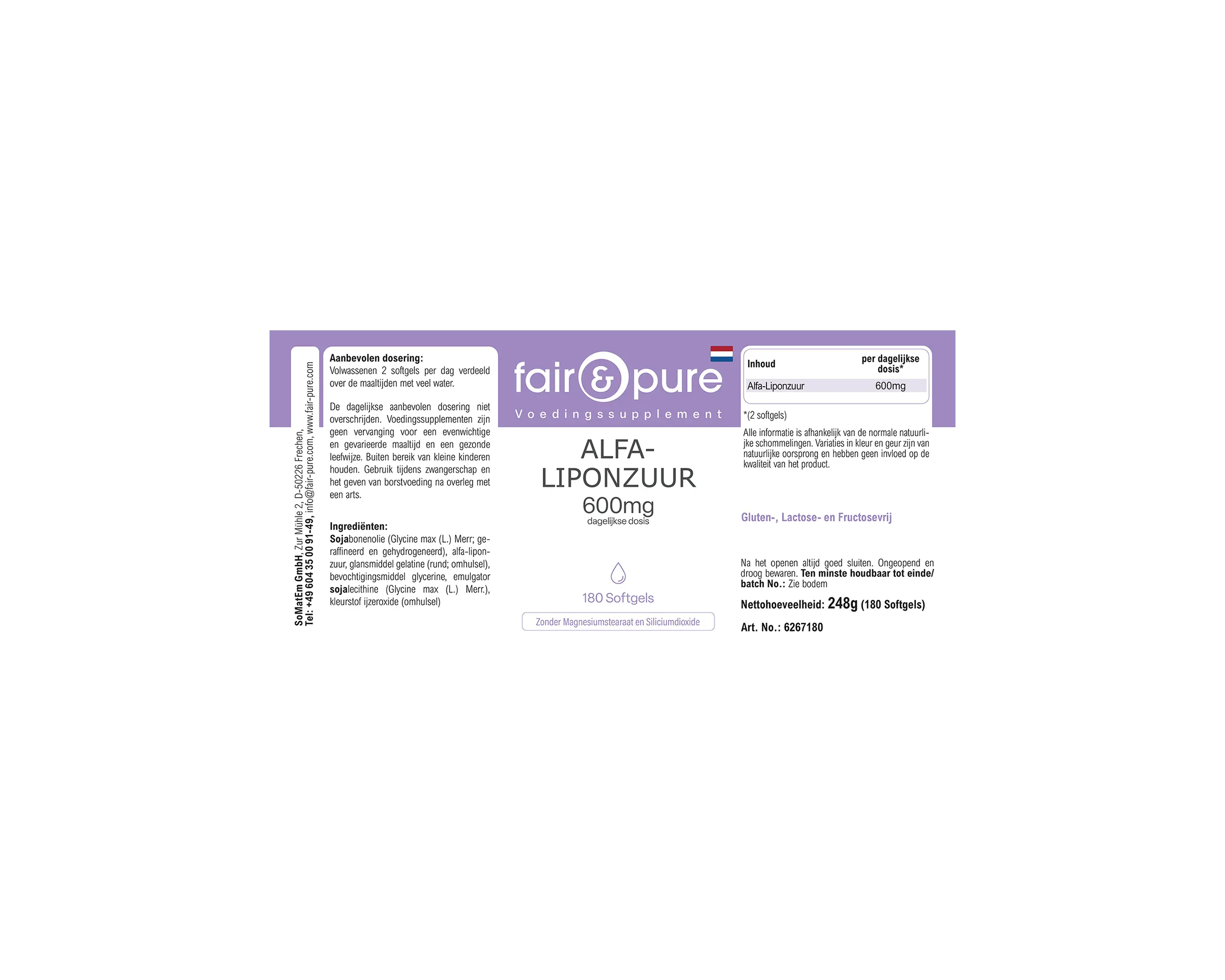 Acide alpha-lipoïque 600mg - 180 capsules molles | fair-pure