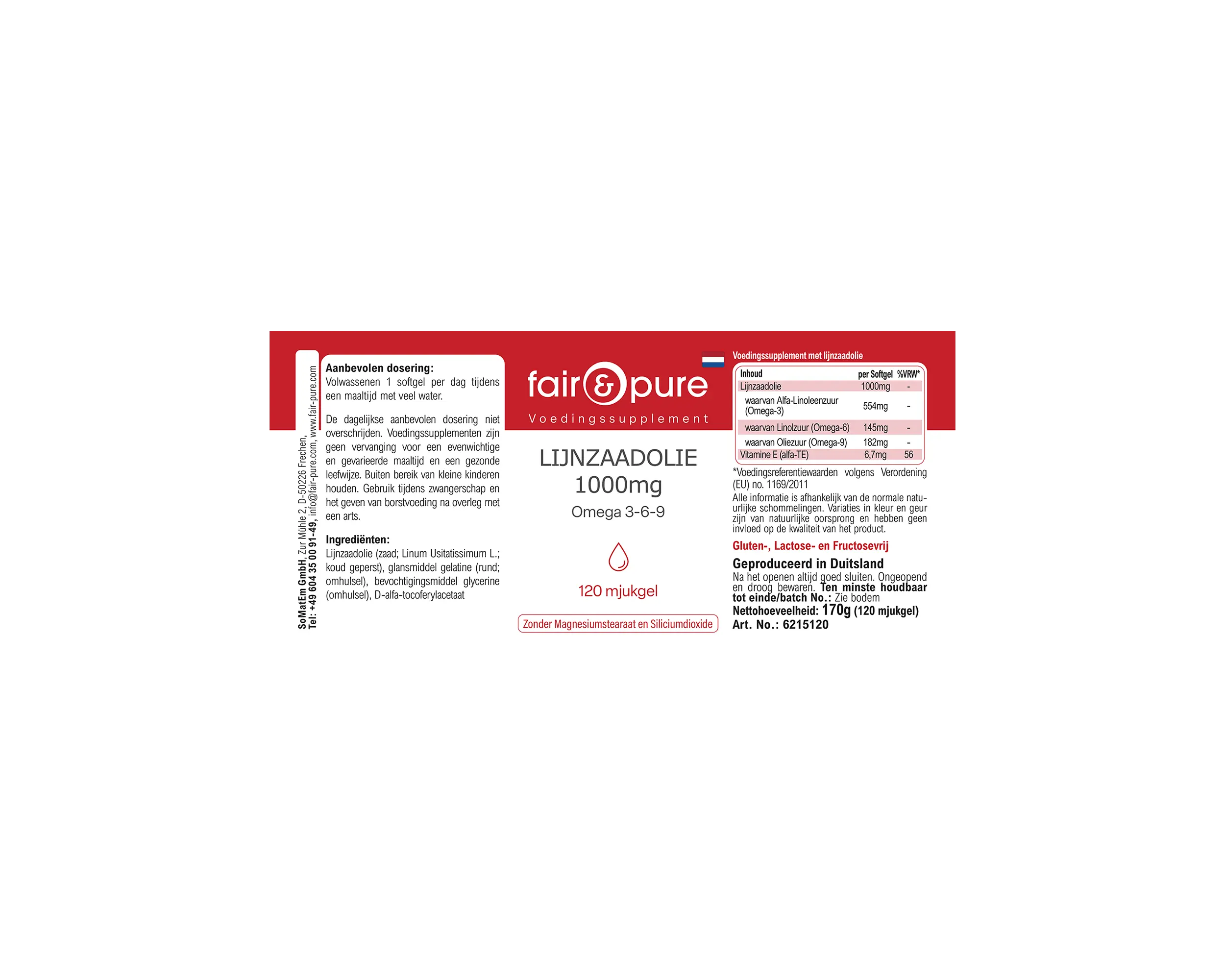 Huile de lin 1000mg Oméga 3-6-9 - 120 capsules molles | fair-pure