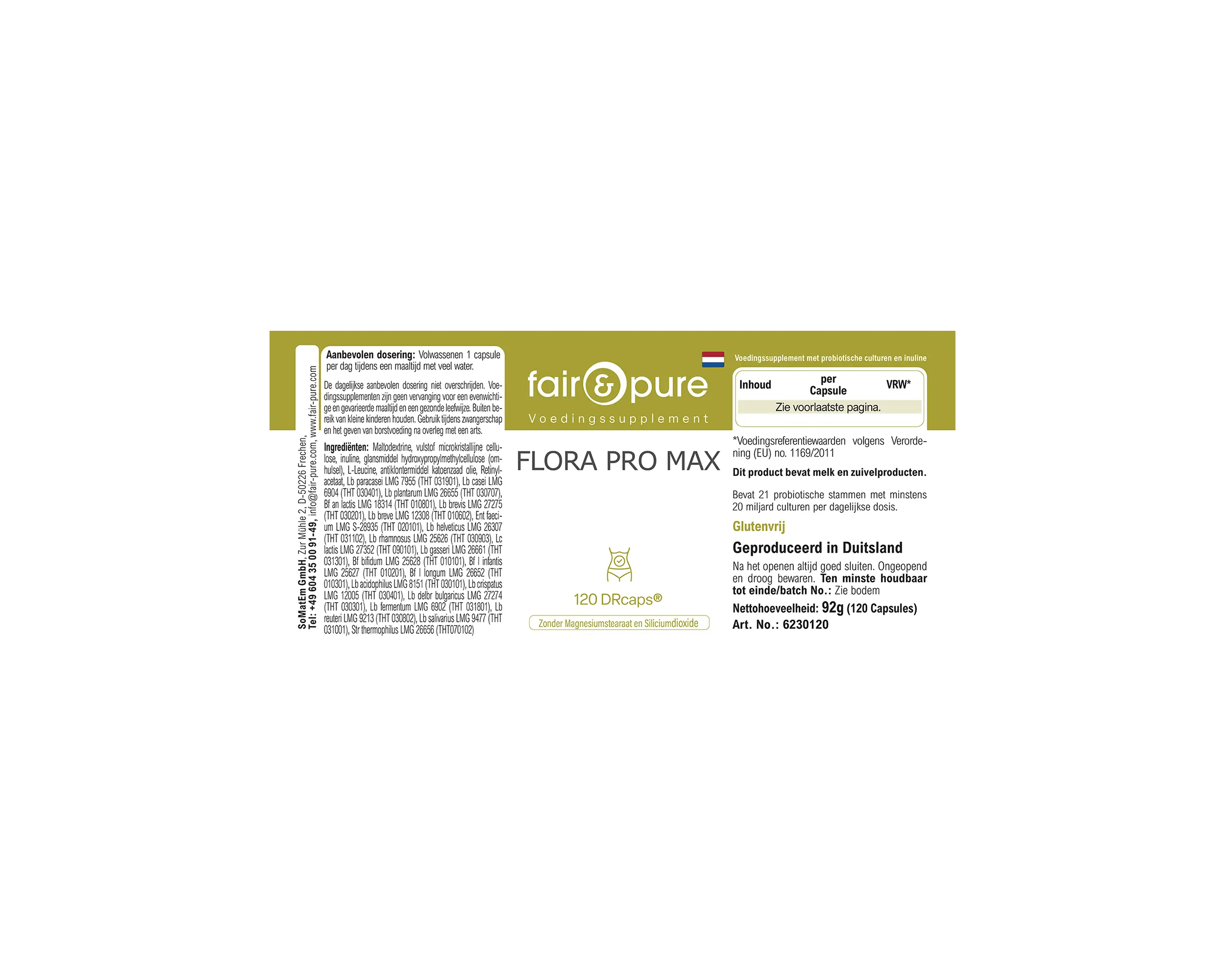 Flora Pro Max - 120 DRcaps® - mit 21 Bakterienstämmen | fair-pure