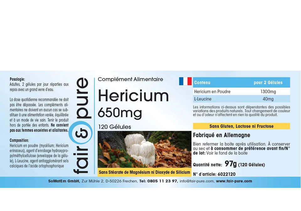 Hericium 650mg