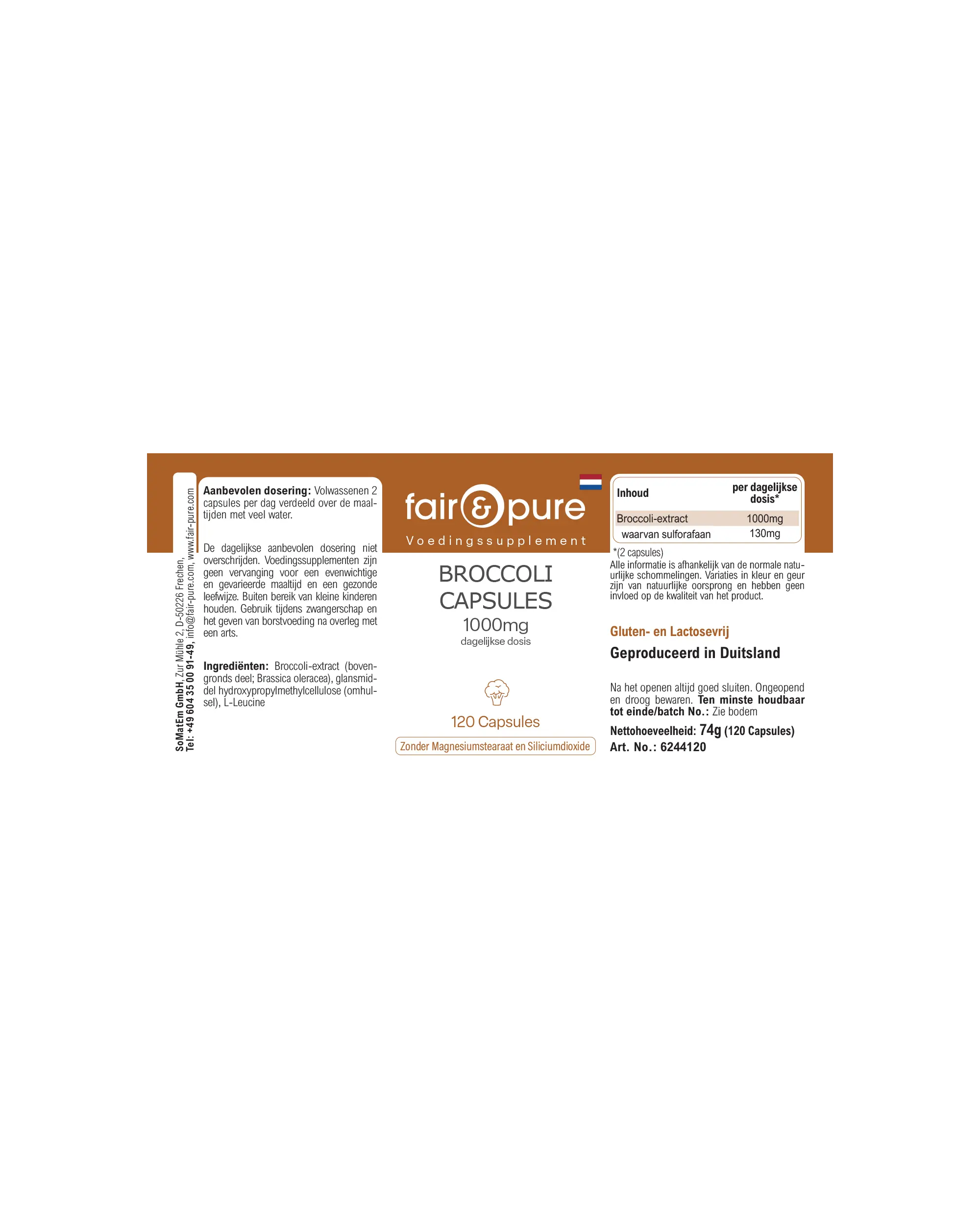 Brokkoli Kapseln 1000mg - 120 Kapseln | fair-pure