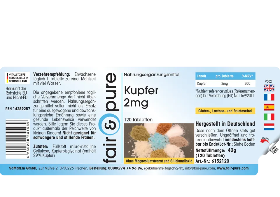 Kupfer 2mg | 120 Tabletten