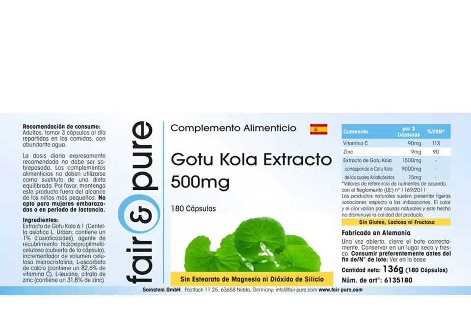 Extrait de Gotu Kola 500mg