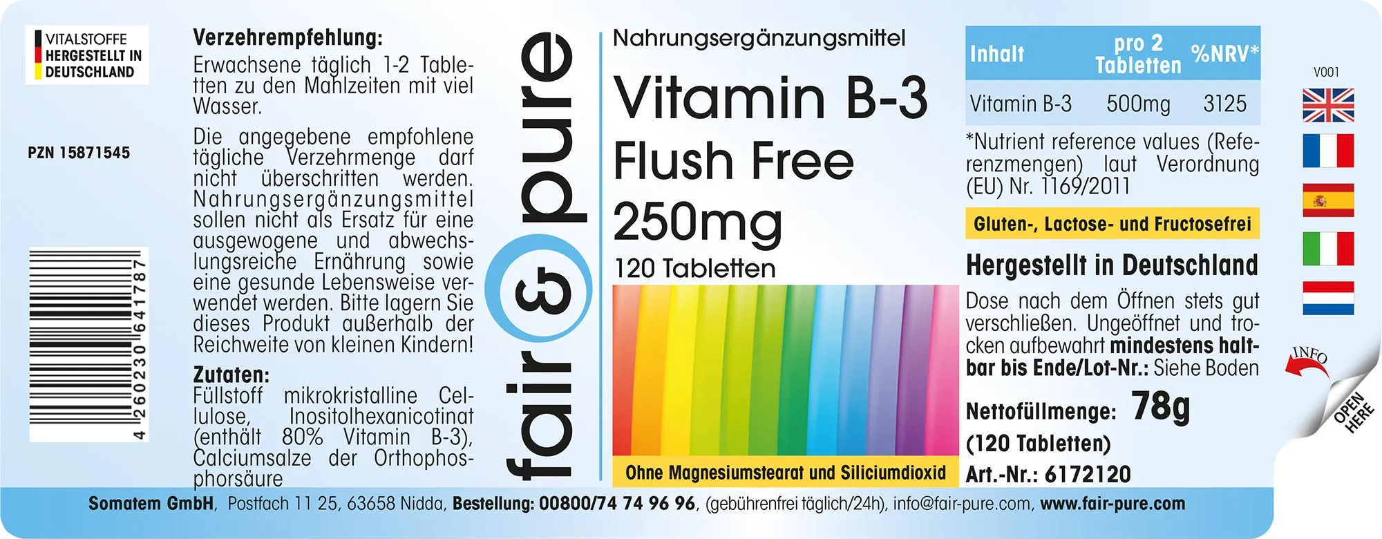 Vitamine B3 250mg Flush Free