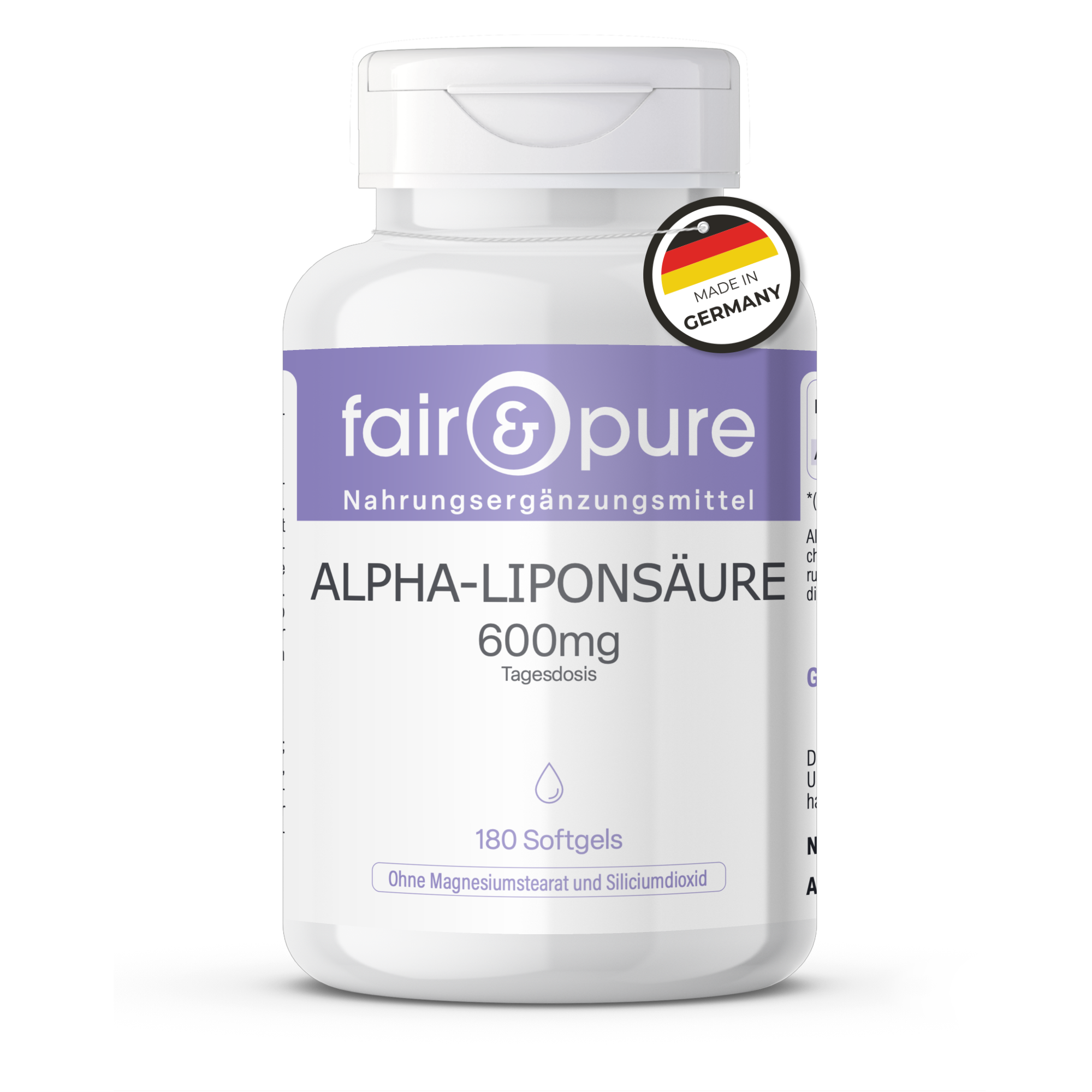 Acide alpha-lipoïque 600mg - 180 capsules molles | fair-pure
