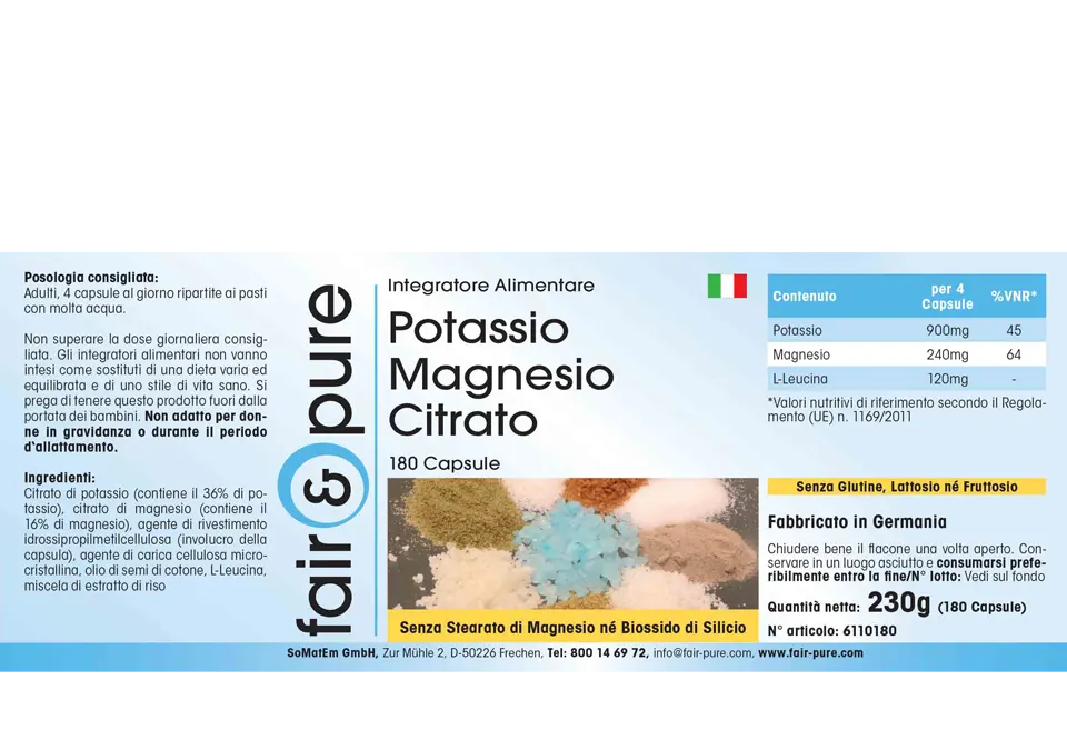 Citrate de magnésium et potassium